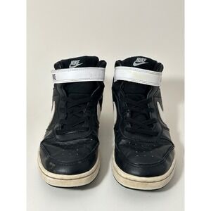 Nike Court Borough Mid 2 Black White Kids Sneakers CD7783-010 Size 2Y